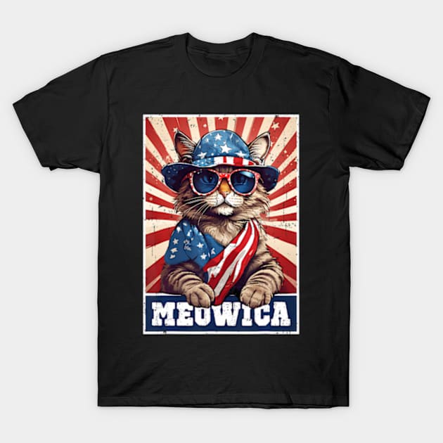 Meowica 4Th Of July Cat American Flag Cat ny 4Th Of July T-Shirt by lam-san-dan